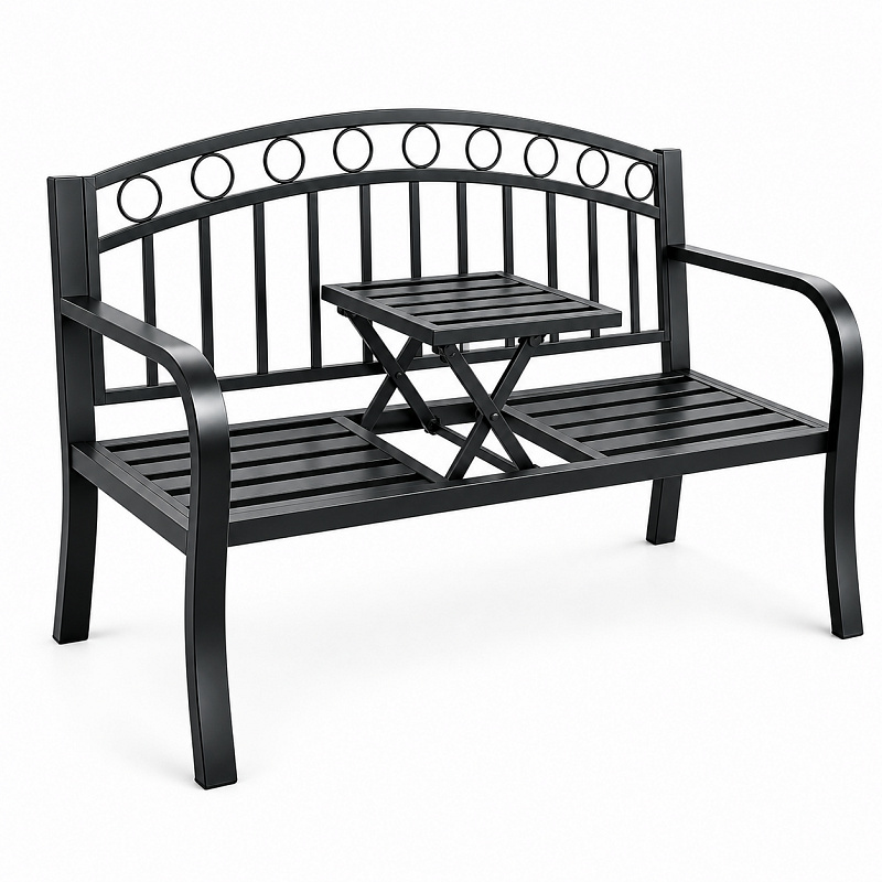 Aga Metalna vrtna klupa s preklopnim stolom 127x53x84 cm