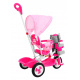 dječji tricikl Elephant Pink + zvukovi + krović + zaštitna pregrada + oslonac za noge + ručka + klizne letvice + prostor za pohranu