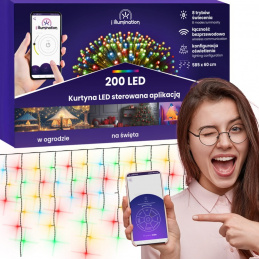 Svjetlosna zavjesa 200 LED - višebojna - upravljana aplikacijom