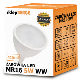LED žarulja 12V - MR16 - 5W - 415 lm - topla bijela