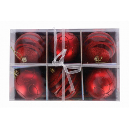 Set od šest crvenih božićnih ukrasa za bor