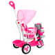 dječji tricikl Elephant Pink + zvukovi + krović + zaštitna pregrada + oslonac za noge + ručka + klizne letvice + prostor za pohranu