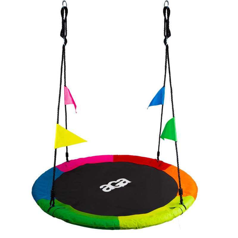 Aga Viseća ljuljačka krug 120 cm Šestobojna s zastavicama