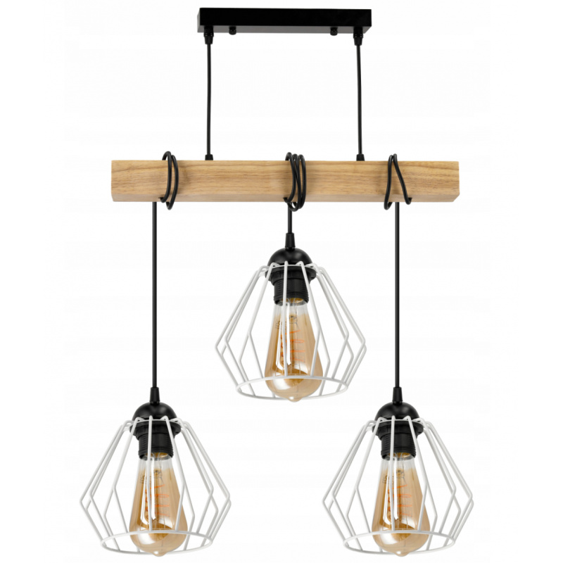 Závěsné stropní svítidlo LED dřevěný trám 3xE27 Lustr Diamonds White