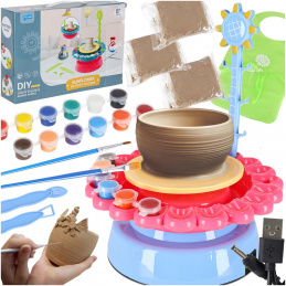 Aga Kreativni set lončarsko kolo za djecu + glina i boje 600g