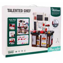 Interaktivna smeđa kuhinjica za djecu 3+ Plamenici sa zvukom i svjetlom + Vodena slavina + Pribor 58 el. Interaktivna smeđa kuhinjica za djecu 3+ Plamenici sa zvukom i svjetlom + Vodena slavina + Pribor 58 el.