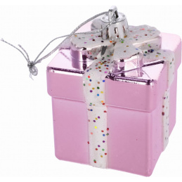 Ružičasta bomba u obliku poklona za božićno drvce