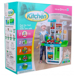 Ogromna plava kuhinjica za djecu 3+ Interaktivni plamenici + Vodena slavina + Audio panel + Pribor Ogromna plava kuhinjica za djecu 3+ Interaktivni plamenici + Vodena slavina + Audio panel + Pribor