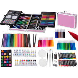 Aga Plastični slikarski set u kovčegu 145 kom Ružičasta