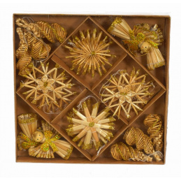 Božićni ukrasi za vješanje od slame, mješavina uzoraka