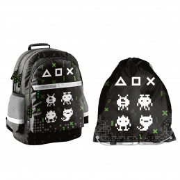 Paso Školski set trokomorni ruksak + vrećica za leđa Game