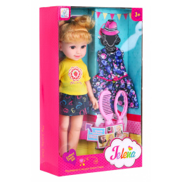 Velika stilizacijska lutka za djecu 3+ plavuša + 2 odjevne kombinacije + češalj + ogledalo