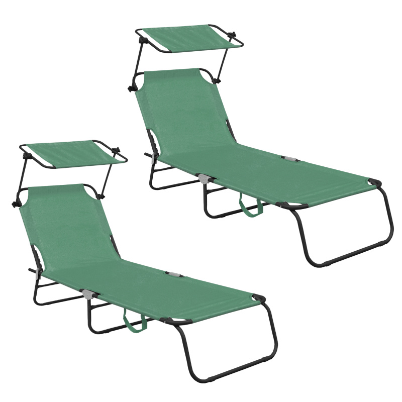 Aga 2x Vrtni ležaljka s nadstrešnicom Svijetlo zelena