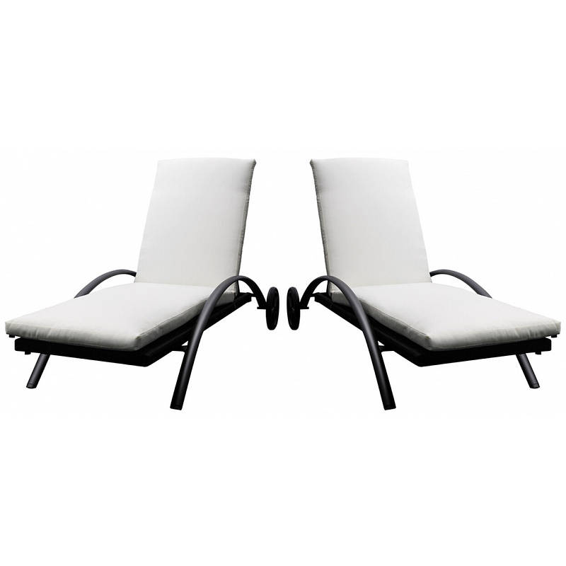 Aga 2x Vrtni ležaljka LOUNGE poliratan Crna - II. KVALITETA