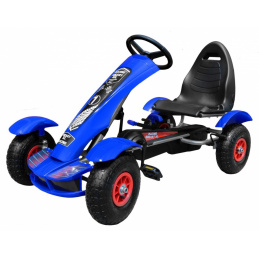 Trkaća pedala motokart XL za djecu 3+ Plava + Napuhavajuće gume + Podesivo sjedalo + Slobodan hod