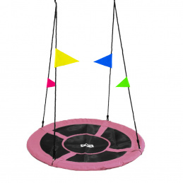 Aga Viseća ljuljačka krug 120 cm Ružičasta s zastavicama