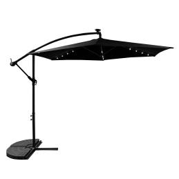 Aga Vrtni suncobran 300 cm Crni s LED rasvjetom