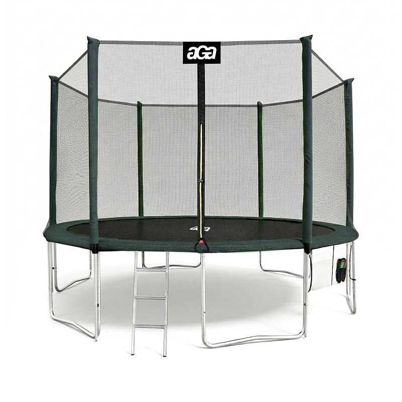 Aga SPORT PRO Trampolin 400 cm Tamno zelena + zaštitna mreža + ljestve + džep za obuću