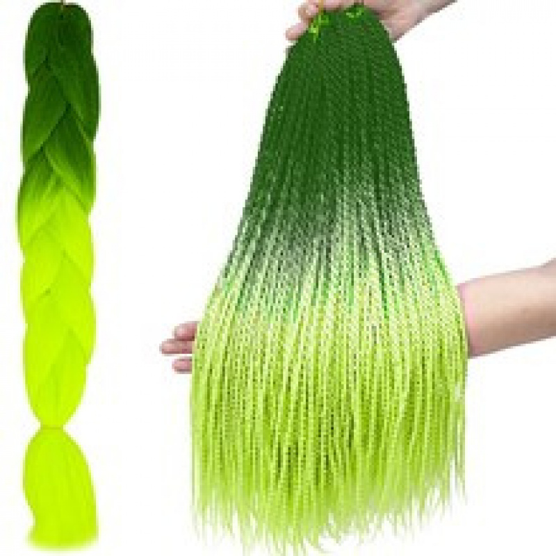 Kosa Kanelova sintetička Pletenice Ombre zelena neon ISO