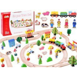 Veliki drveni vlak set od 80 dijelova ZA3573