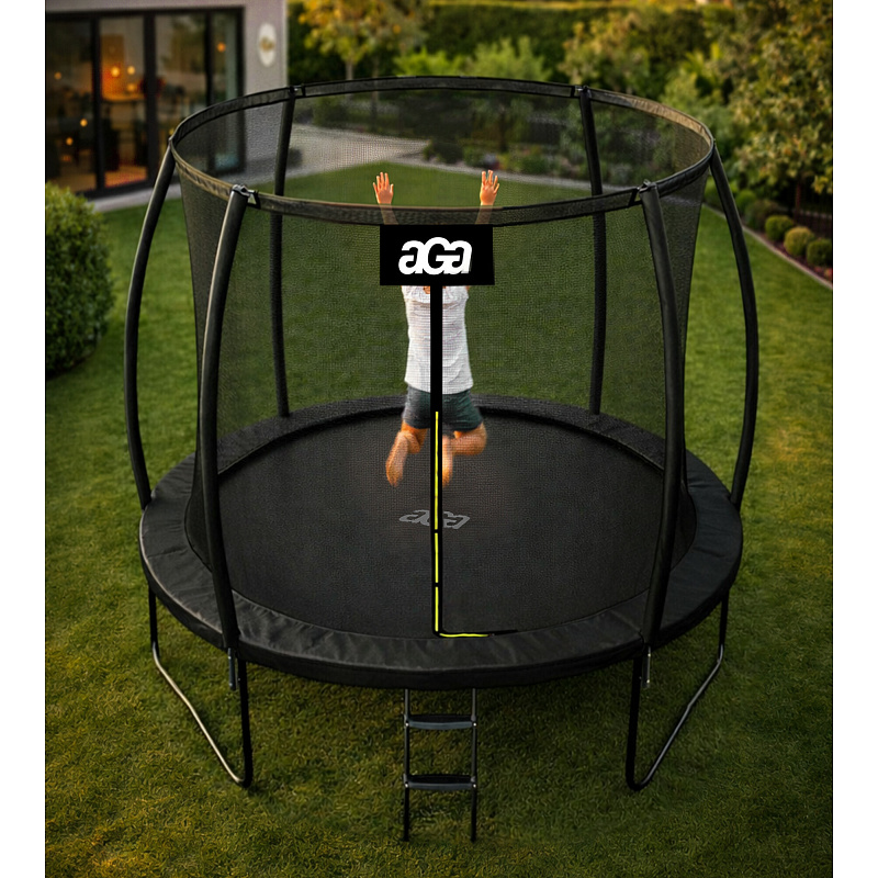 Aga SPORT EXCLUSIVE Trampolin 250 cm Crna + zaštitna mreža + ljestve - II. KLASA