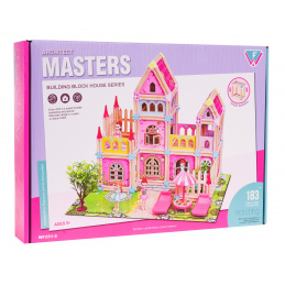 Drvena princezina kuća od lego kockica 183 kom. za djecu 3+ Konstruktorski set + 2 figurice princeza + dodaci