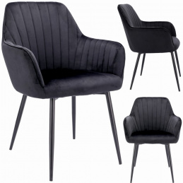 Crna baršunasta tapecirana stolica CORA