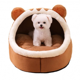 Plišani krevetić kućica, smeđi - 55x55