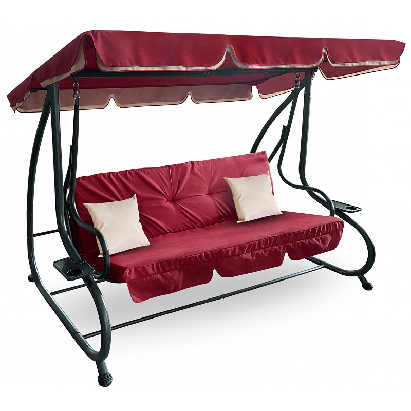 Aga Vrtna ljuljačka 2u1 GRANDLUX Tamnocrvena + Pokrivna cerada - II. KVALITETA