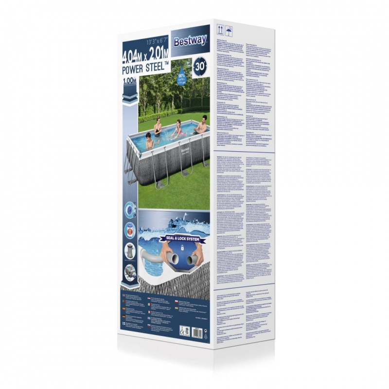 Power Steel 404x201x100 Imitacija ratana 13x6FT BESTWAY 6in1 Rack Pool + pumpa + ljestve