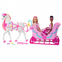 Barbie Orašar saonice s konjem JNH63