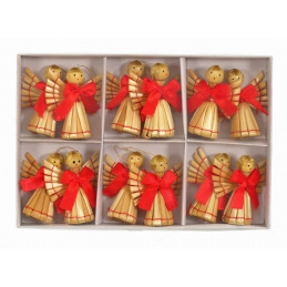 Slamnati božićni anđeli za vješanje za blagdane