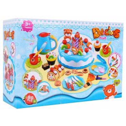 Party set za djecu 3+ plavi Torta + slatkiši + interaktivna svijeća + pribor 80 kom.