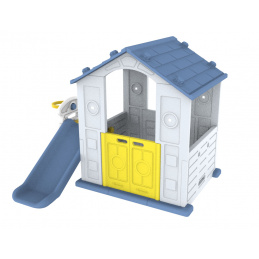Vrtna kućica 3u1 za djecu Plavi krov + Tobogan + Košarka