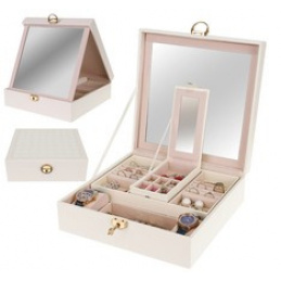 Luksuzna kutija za nakit s ogledalom bijela Beautylushh