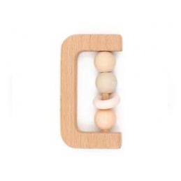 Drvena i silikonska zvečka za ruku ružičasta 4m+ BAMBOOM univerzalna