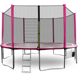 Aga SPORT PRO Trampolin 430 cm Ružičasta + zaštitna mreža + ljestve + džep za obuću