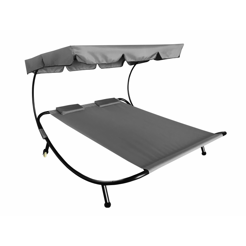 Aga Vrtni ležaljka za dvije osobe s krovićem Siva