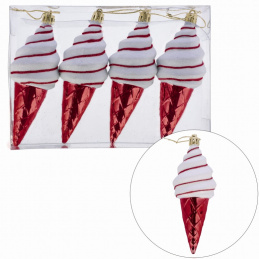 Plastični ukrasi sladoleda četiri komada za božićno drvce