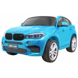 BMW X6M XXL za 2 djece Plava boja + Pilot + Eko koža + Sigurnosni pojasevi + Spori start + MP3 + LED