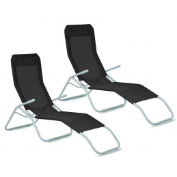 Aga 2x Vrtni ležaljka SIESTA Crna