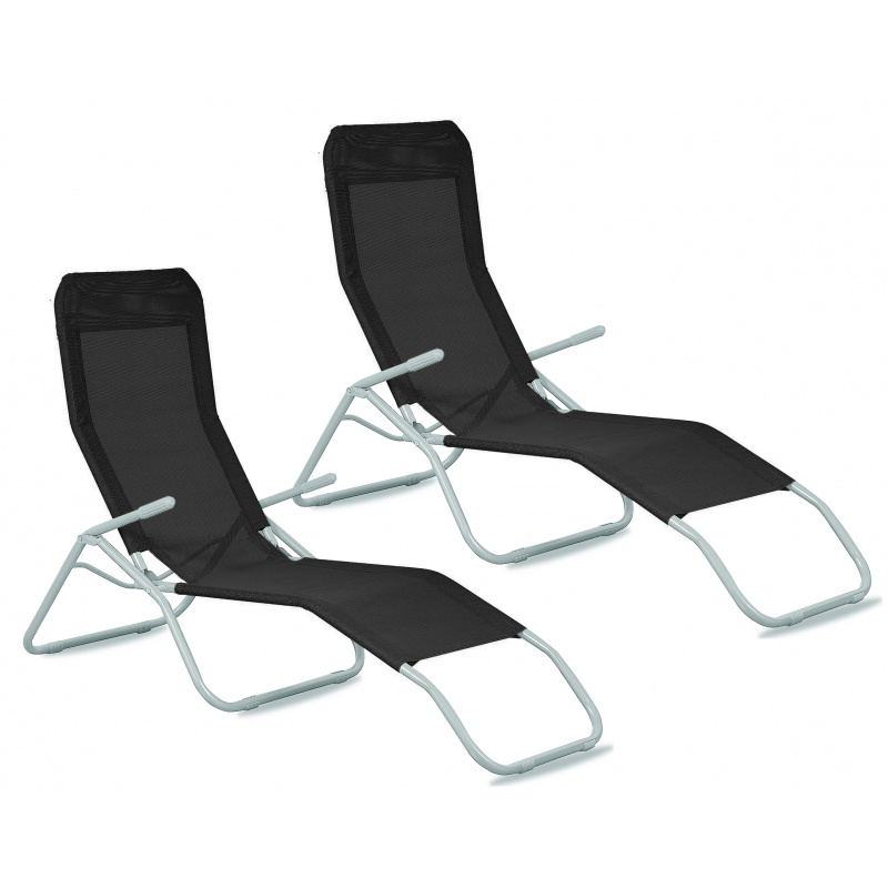Aga 2x Vrtni ležaljka SIESTA Crna