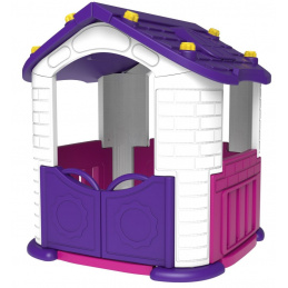 Dječja vrtna kućica 3 u 1 Ljubičasta + tobogan + vrt s ogradom