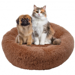 Plišani okrugli krevetić, smeđi - 60x60