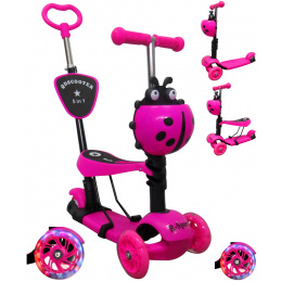 R-Sport Dječji trokolutni romobil H3 Roza 5u1 s LED kotačima