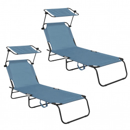 Aga 2x Vrtni ležaljka s nadstrešnicom Svijetloplava