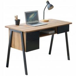 Loftovski pisaći stol s ladicom i ormarićem - crni