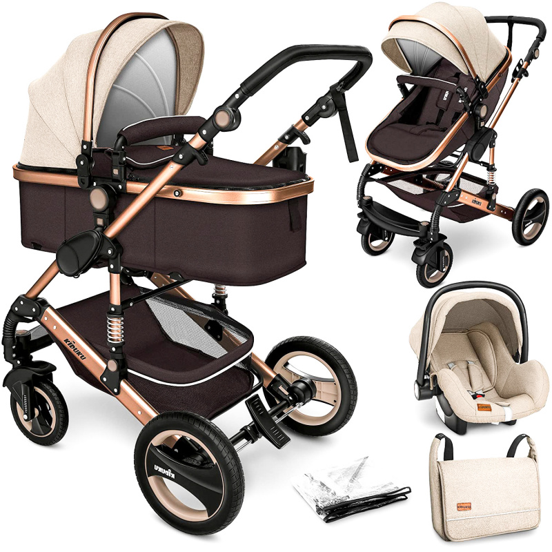 Kiduku Kombinirana kolica 3u1 Bež/Smeđa