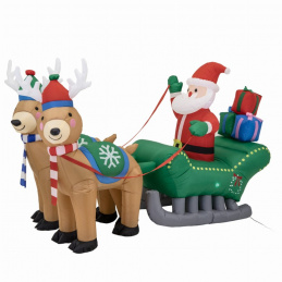 Napuhavajući Djed Božićni Ukras Saonice Sobova