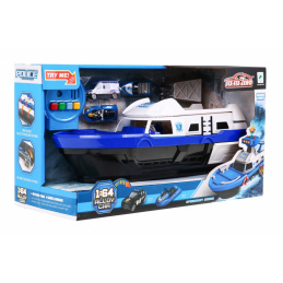 Interaktivni policijski brod 2u1 za djecu 3+ Crni putnik + 3 vozila + svjetla zvukovi